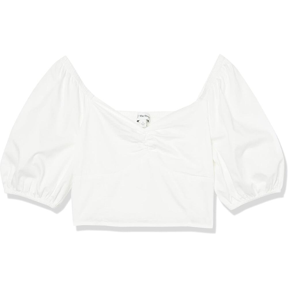 THE DROP Annie Sweetheart Puff Sleeve Smocked Back Top White 2XL Plus Size NWT - Picture 5 of 8